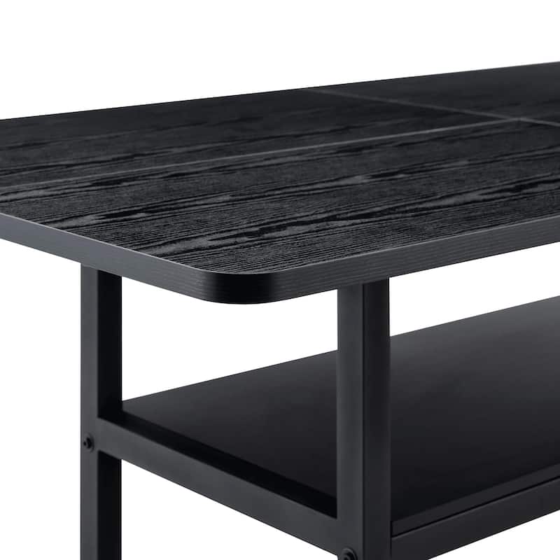 9-Piece Dining Table Set for 8, 71-Inch Rectangular Kitchen Table with 8 Linen Chairs, Modern Metal Frame Dining Room Set