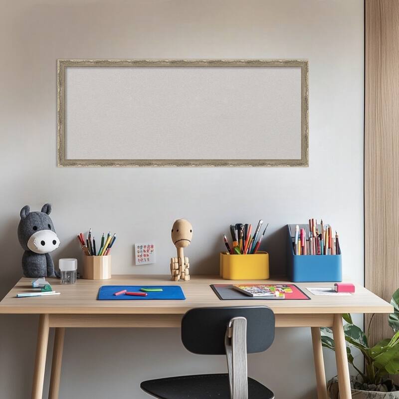 Mila Dark Silver Wood Framed Cork Board - Bulletin Board, Organization Board, Pin Board