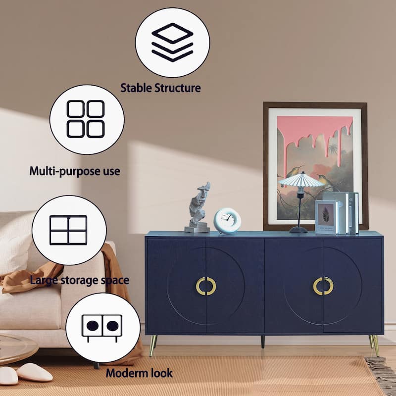 Modern Lacquered 4 Door Wooden Cabinet Sideboard Buffet