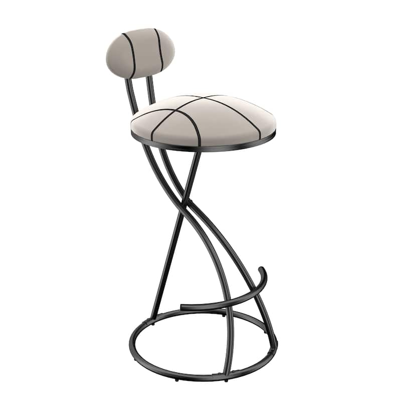 Upholstered Bar Stools Set of 2 Striped Counter Height Barstools Modern Velvet Dining Chairs for Kitchen Island, Living Room