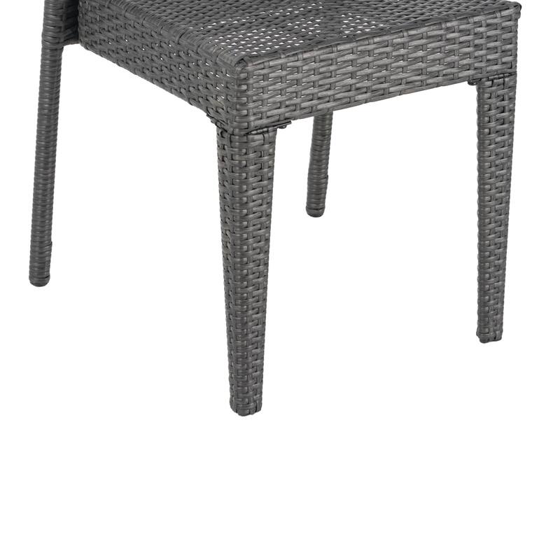Roomfitters Set of 2 Stackable Outdoor Dining Chairs, Diamond-Mesh PE Wicker with Iron Frame