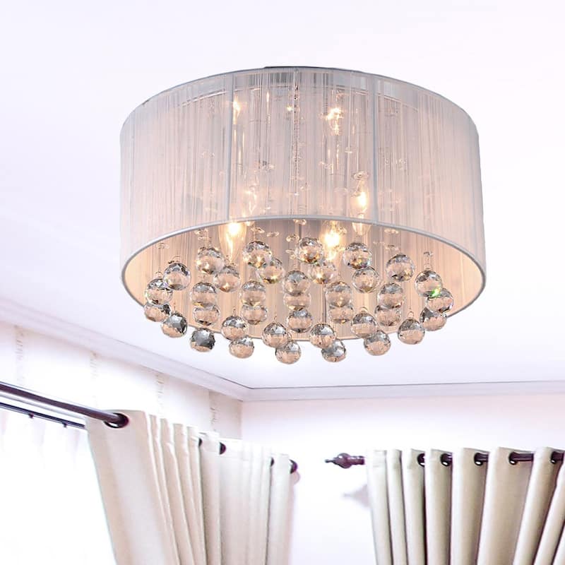 Chrome and White Chandelier 17-inch
