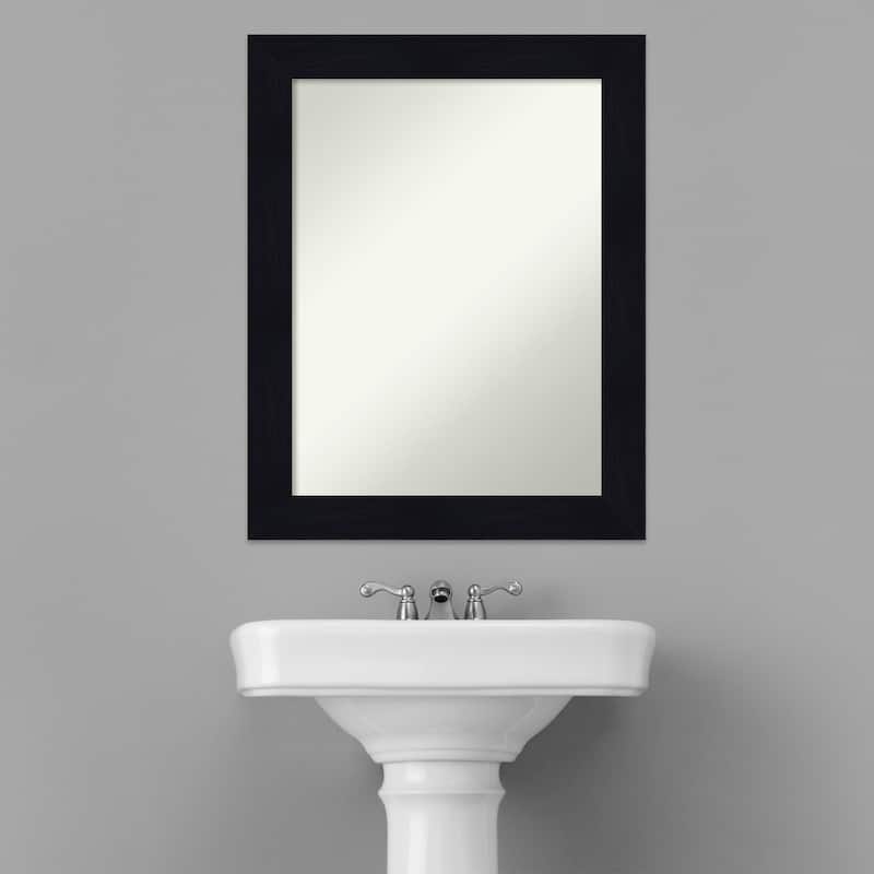 Non-Beveled Wood Bathroom Wall Mirror - Shiplap Navy Frame