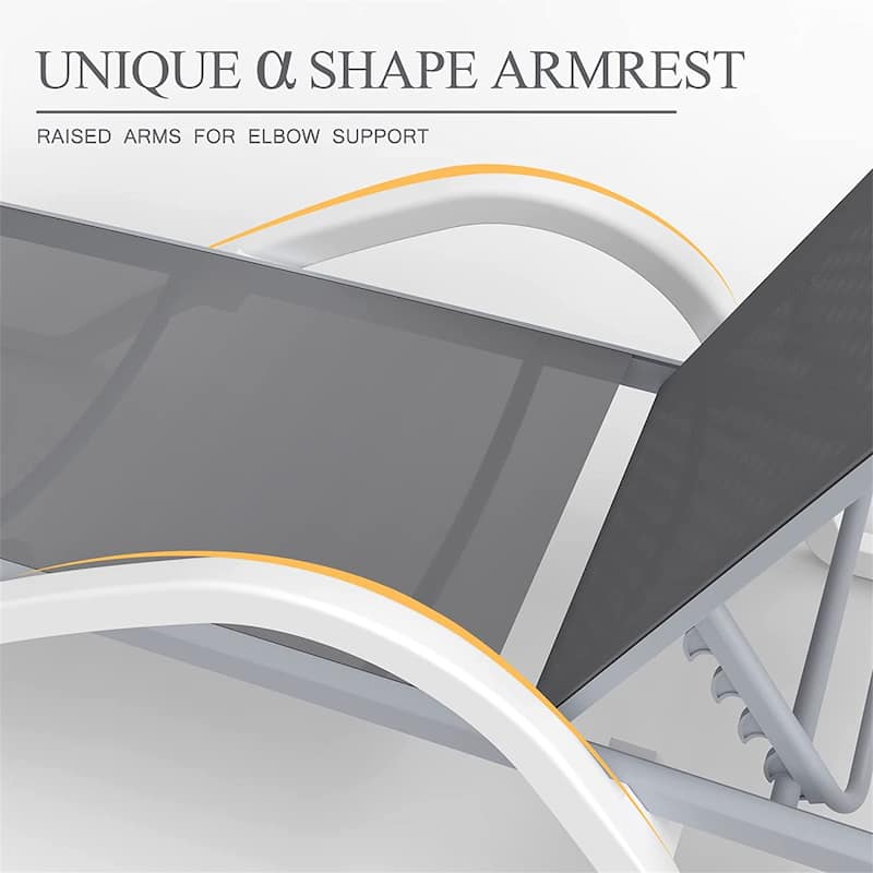 Patio Chaise Lounge Adjustable Aluminum Pool Lounge Chairs with Arm All Weather Pool Chairs N