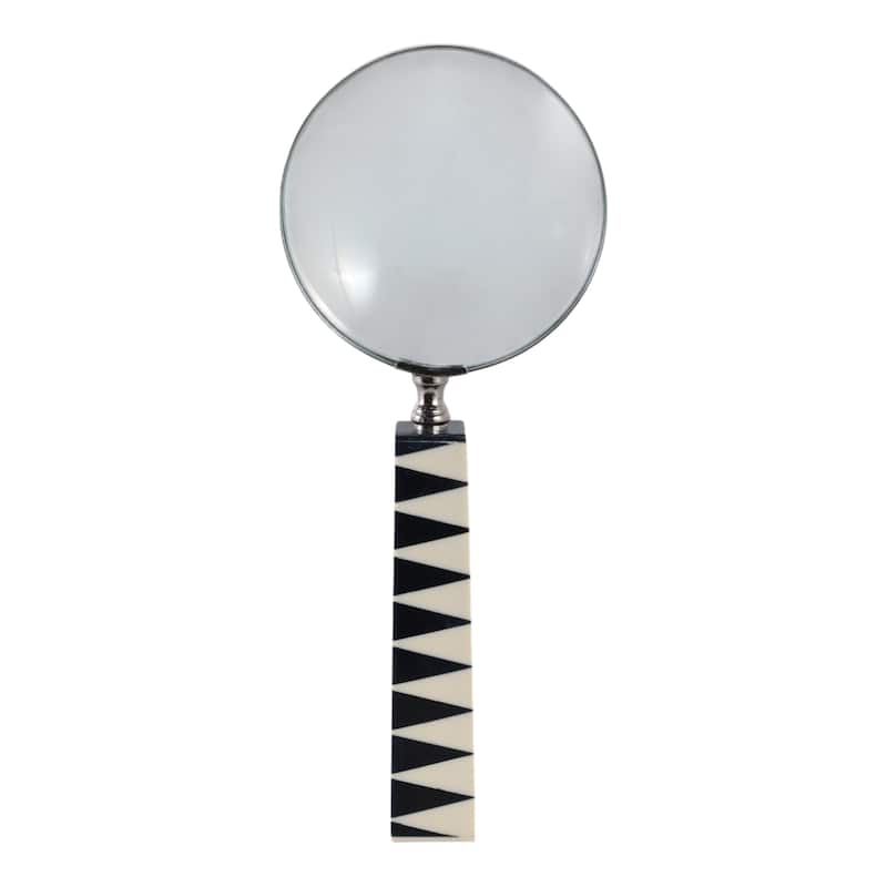 Resin Magnifying Glass Triangular Handle Decorative - 10" White - 4" x 1" x 10"