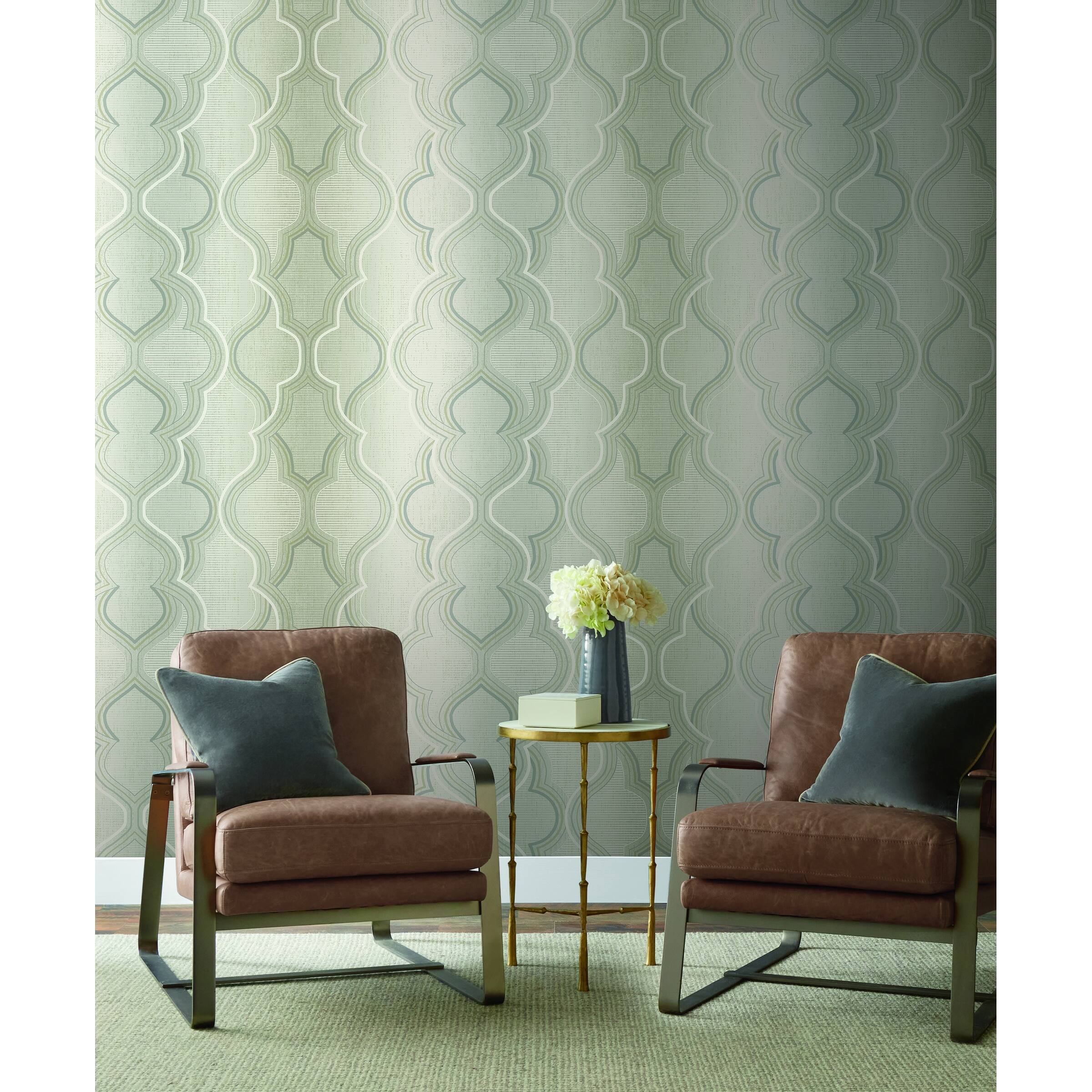 Fontana Neutral Sure Strip Prepasted Damask Modern Ombre Damask