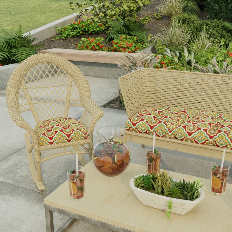18" x 18" Contoured Outdoor Wicker Seat Cushion - Set of 2 - 18'' L x 18'' W x 4'' H - Adonis Jewel