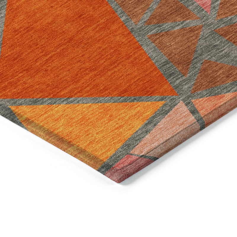 Machine Washable Indoor/ Outdoor Abstract Mosaic Chantille Rug
