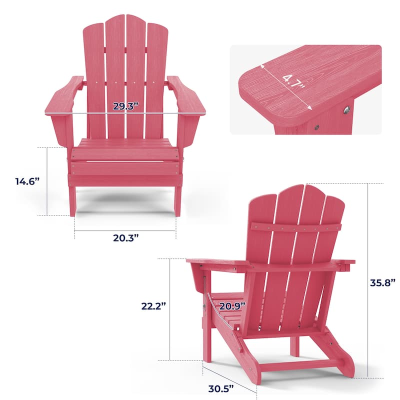 Outdoor HDPE Folding Classic Adirondack Chair All-Weather