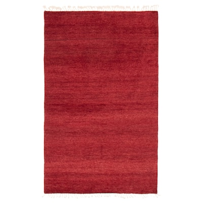 ECARPETGALLERY Hand-knotted Pak Finest Gabbeh Dark Red Wool Rug - 3'11 x 6'2