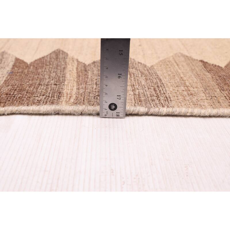 ECARPETGALLERY Flat-Weave Boho Ivory Wool Kilim - 6'3 x 8'8