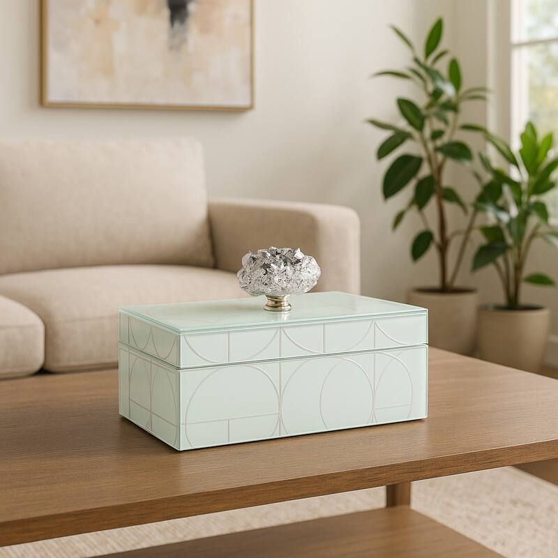 Glass Decorative Storage Jewelry Box with Lid