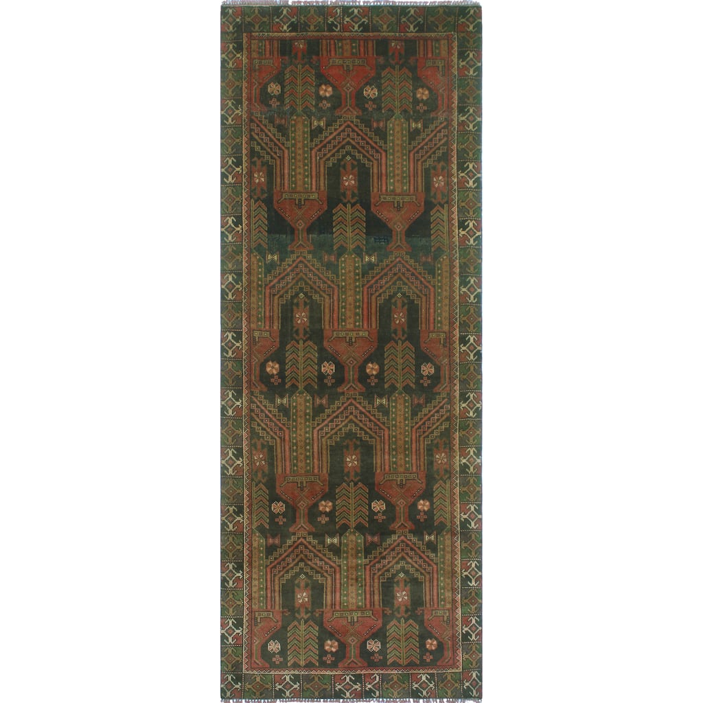 Noori Rug Fine Vintage Distressed Asha Charcoal/Rust Runner - 3'7" x 9'5"