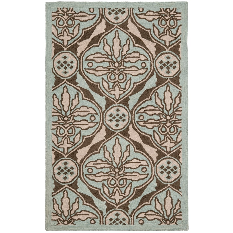 SAFAVIEH Handmade Chelsea Faiga French Country Wool Rug - 2'6" x 4' - Brown/Blue
