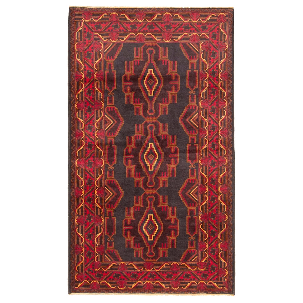 ECARPETGALLERY Hand-knotted Teimani Black Wool Rug - 3'7 x 6'5