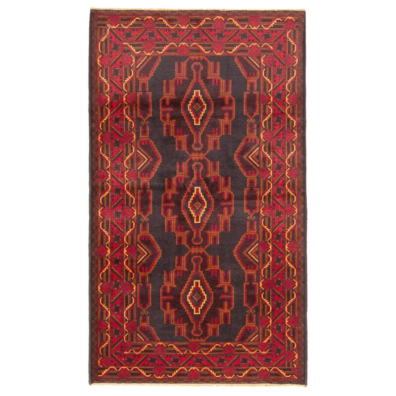 ECARPETGALLERY Hand-knotted Teimani Black Wool Rug - 3'7 x 6'5