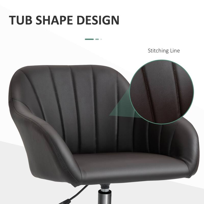 Vinsetto Mid Back Home Office Chair Computer Desk Chair with PU Leather, Adjustable Height, Swivel Wheels for Study, Bedroom