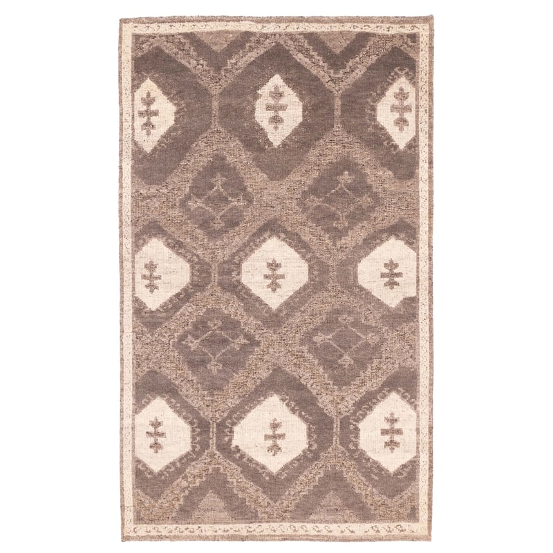ECARPETGALLERY Hand-knotted Tangier Dark Brown Wool Rug - 5'1 x 8'5