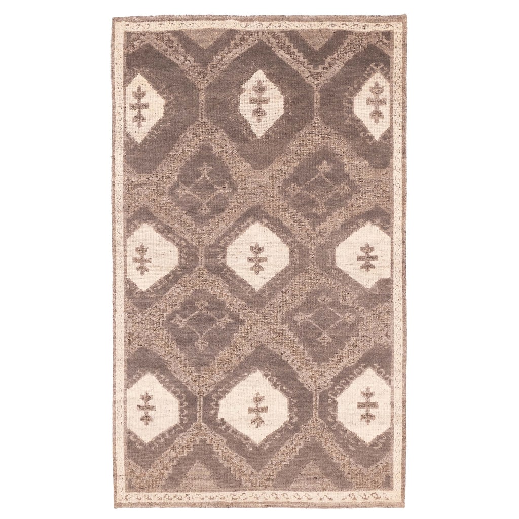 ECARPETGALLERY Hand-knotted Tangier Dark Brown Wool Rug - 5'1 x 8'5
