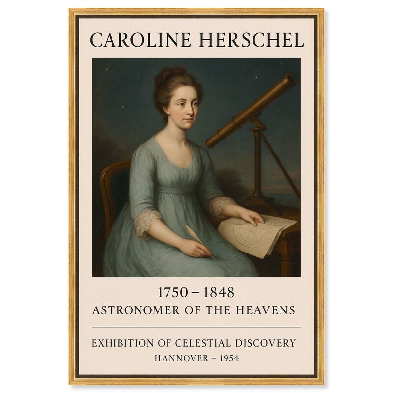 Early Female Astronomer Canvas by Art Remedy - Gold - 36" x 54"