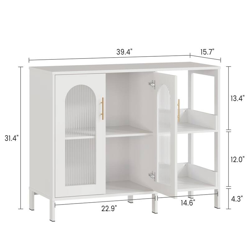 Buffet Sideboard Cabinet, Wooden Storage Cabinet with Glass Doors