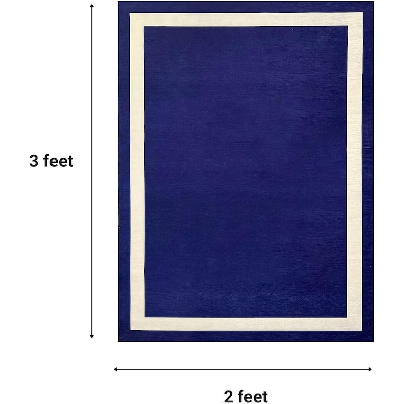 Machine Washable Area Rug With Non Slip Backing - Everest Geometric Modern Border Design