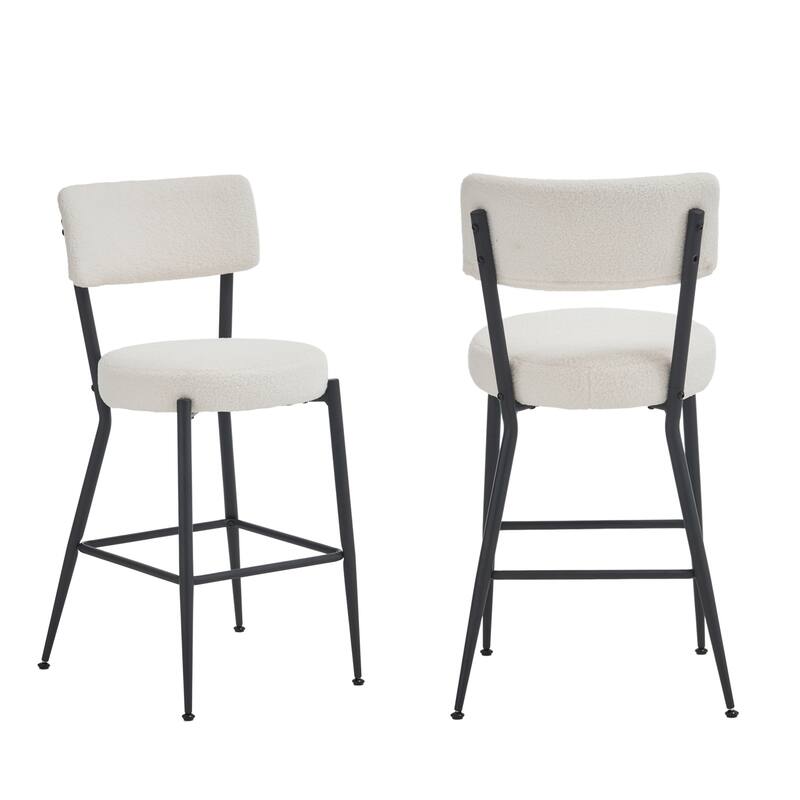 GDFStudio - Maddox Modern Metal Bar Stool with Teddy Fleece Upholstery