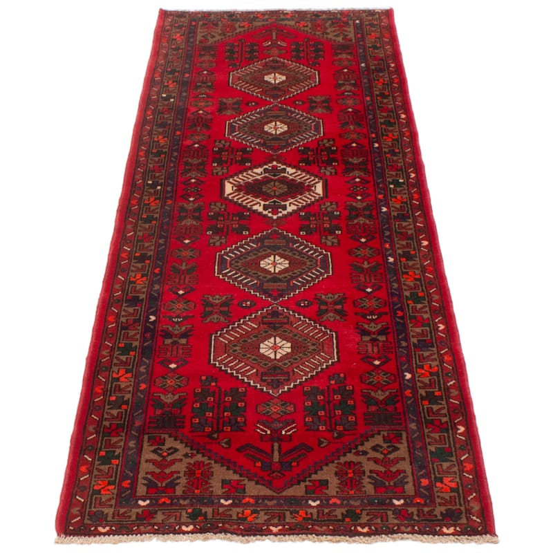 ECARPETGALLERY Hand-knotted Andelz Red Wool Rug - 3'4 x 9'4