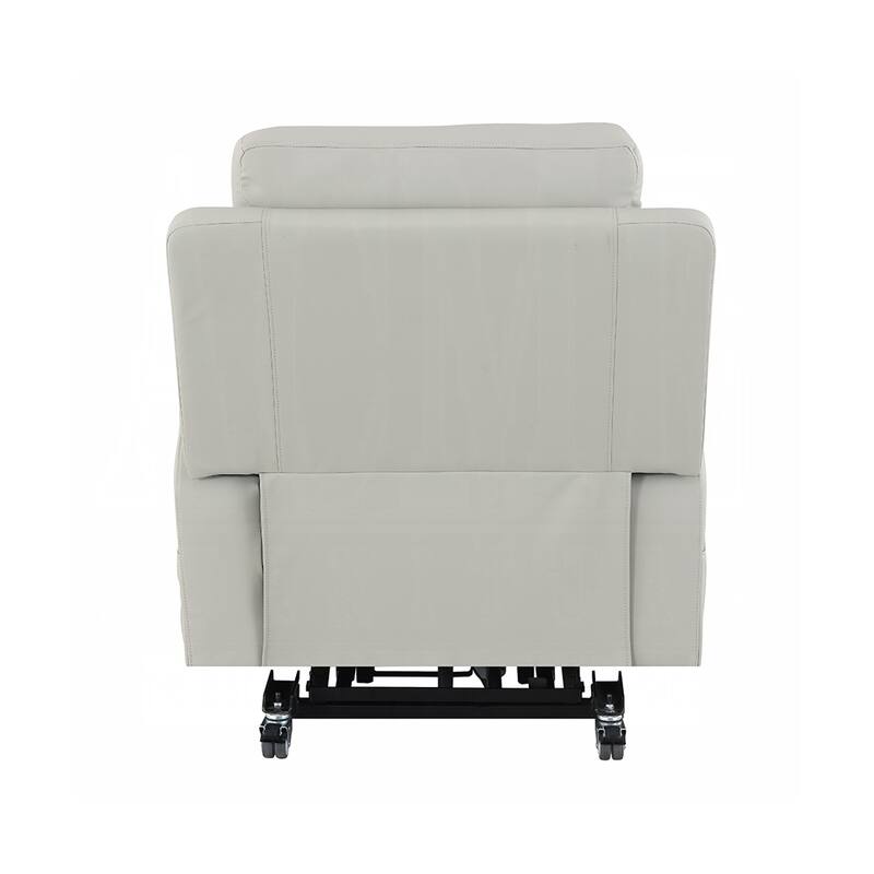 Synthetic Leather Upholstered Power Recliner with Heating and Massage in Light Gray