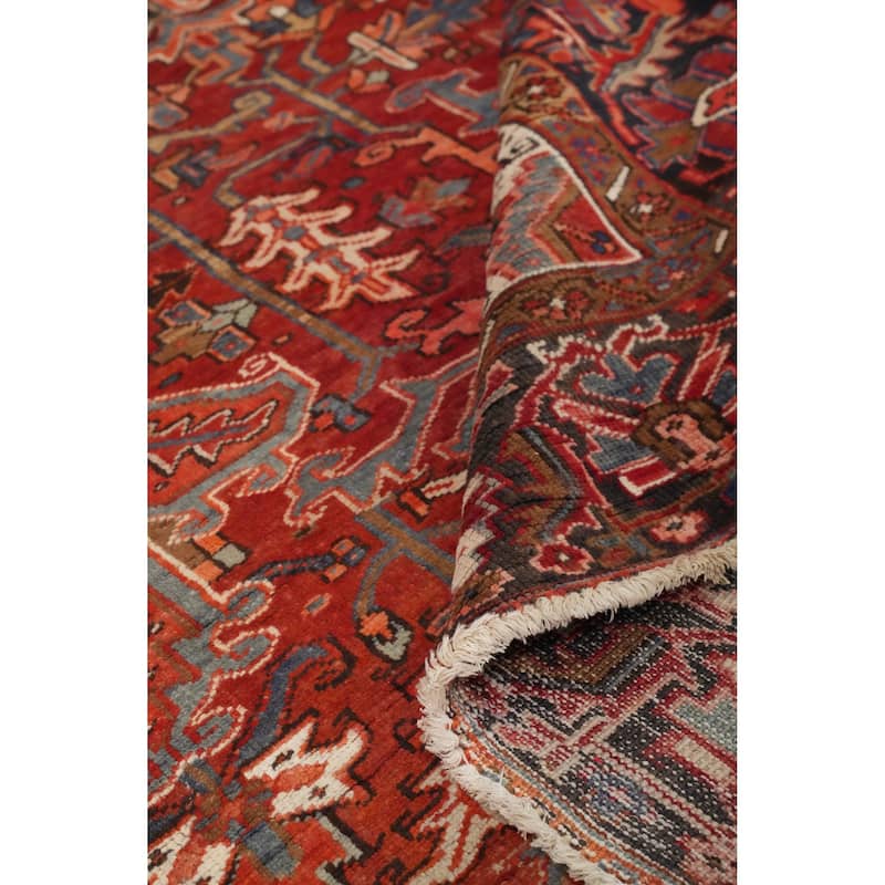 Hand Knotted Oriental 100% Wool Carpet Traditional Medallion Oranges & Rust Heriz Area Rug - 11' 10'' X 8' 9''