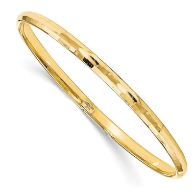 Curata 10k Yellow Gold Italian 8" 4.25mm Textured Slip-on Bangle Bracelet