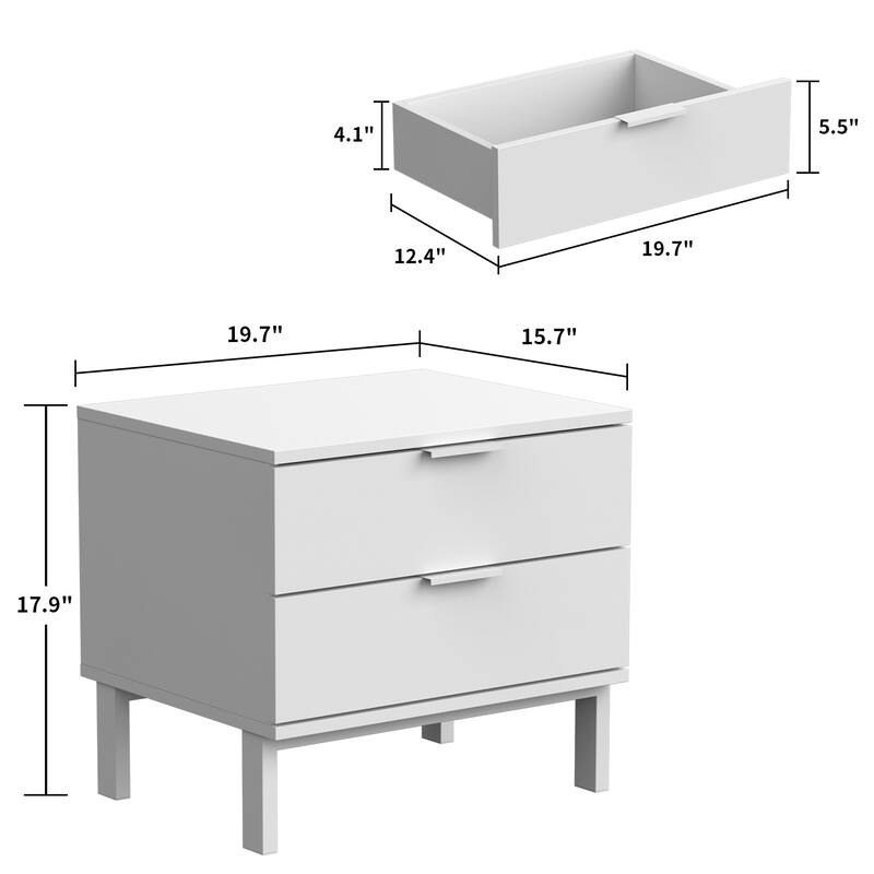 Timechee 17.9'' Tall 2 - Drawer Nightstand Metal Legs(1 Piece)