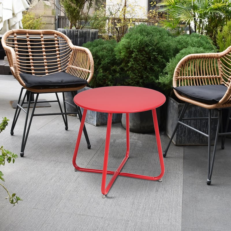 Clihome Outdoor Modern Steel Round Accent Side Table
