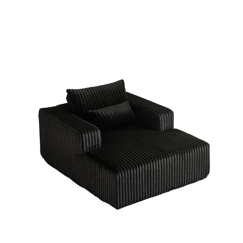 Oversized Corduroy Lounge Chair with Pillow Support - Sofa, Sleeper Couch, Chaise, Ottoman Bench - Black