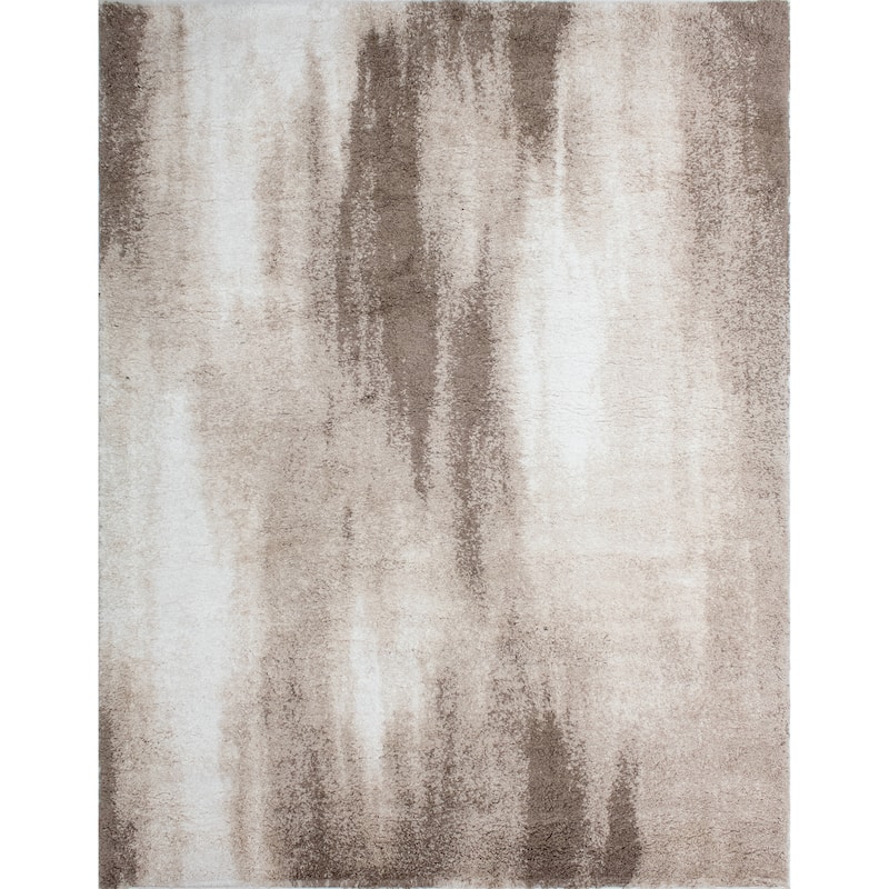 Noori Rug Lux Baxter Abstract 2-Inch Shag Rug - 4'3" x 6'0" - Beige/Brown