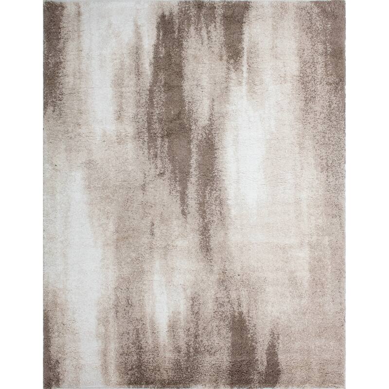 Noori Rug Lux Baxter Abstract 2-Inch Shag Rug - 12'2" x 15'2" - Beige/Brown