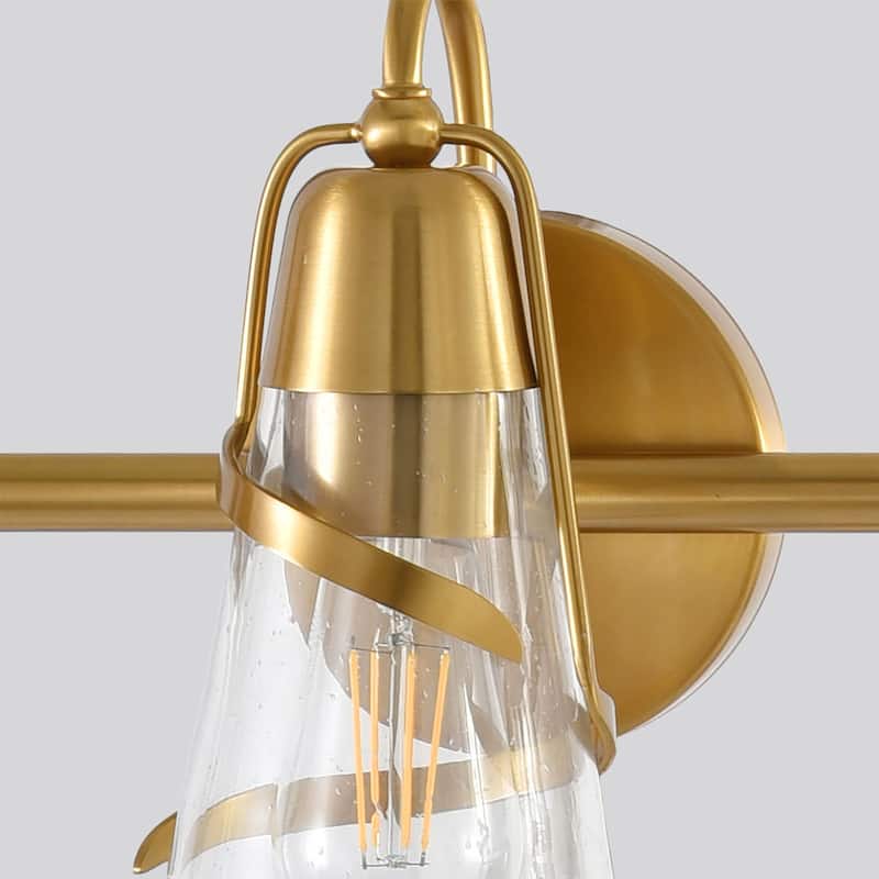 Parrot Uncle 24" Modern Gold 3-Light Seeded Glass Vanity Light Wall Sconce