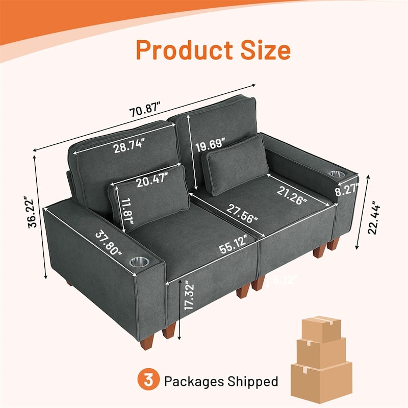 82 Inch Sofa, Comfy Sofa Couch Extra Deep Seats, Corduroy Couch for Living Room Loveseat Removable Sofa Cover Cushions