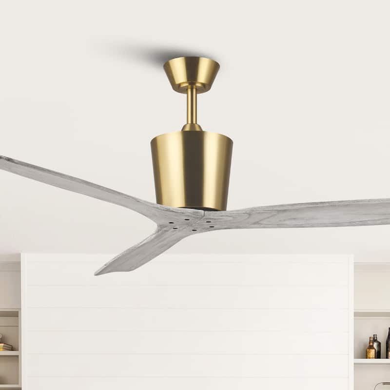 54" Modern Gold Indoor Ceiling Fan with Solid Wood Blades, 6-Speed DC Motor and Remote Control