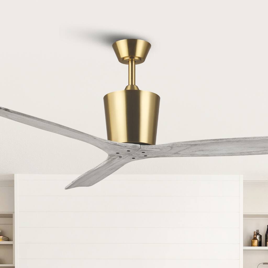 54" Modern Gold Indoor Ceiling Fan with Solid Wood Blades, 6-Speed DC Motor and Remote Control
