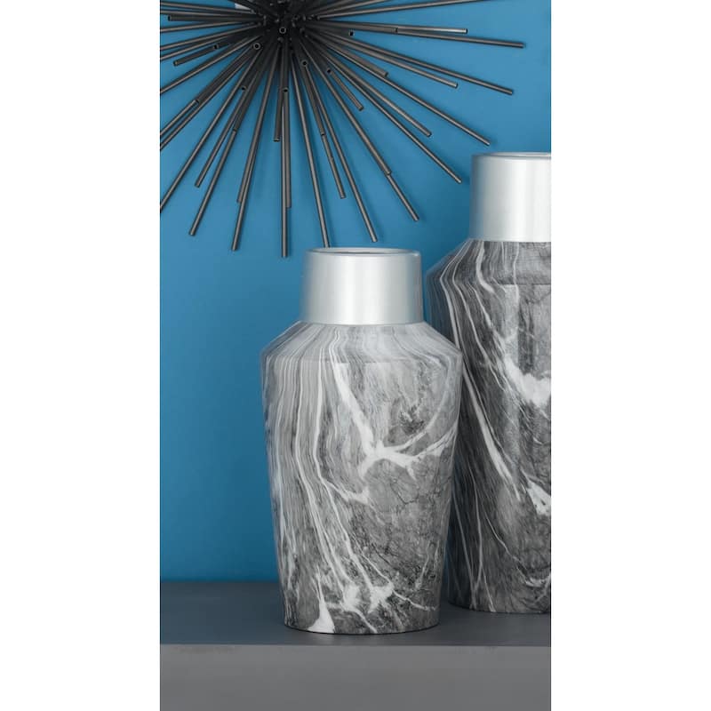 Ceramic Faux Marble Decorative Vase - Gray - Roche River Decor