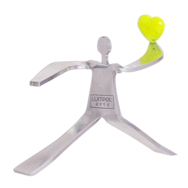 Novica Handmade Reach For Love In Yellow Aluminum Sculpture