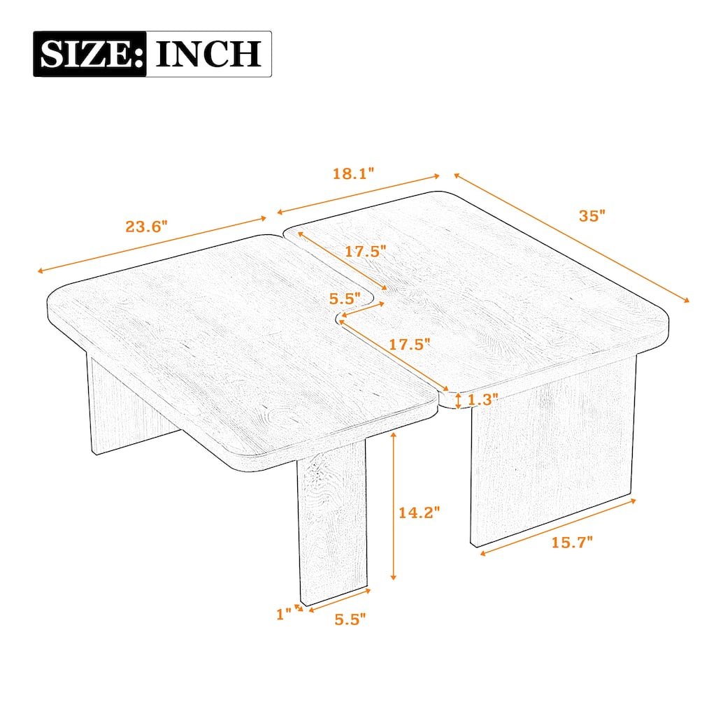 Coffee Table Set of 2 with sturdy legs