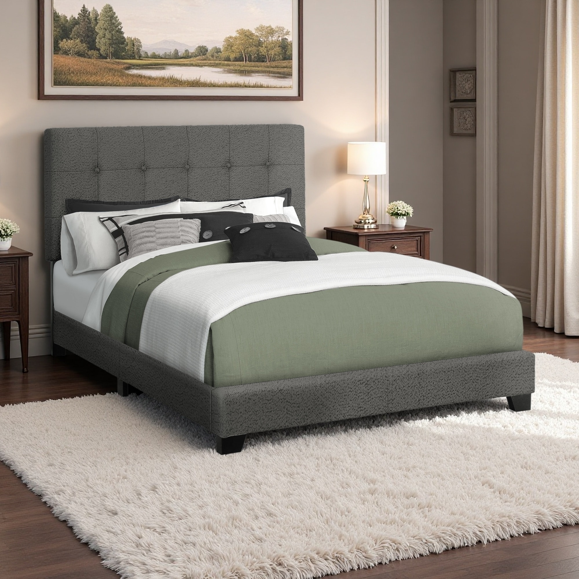 Wood Platform Bed Frame with Transitional Style