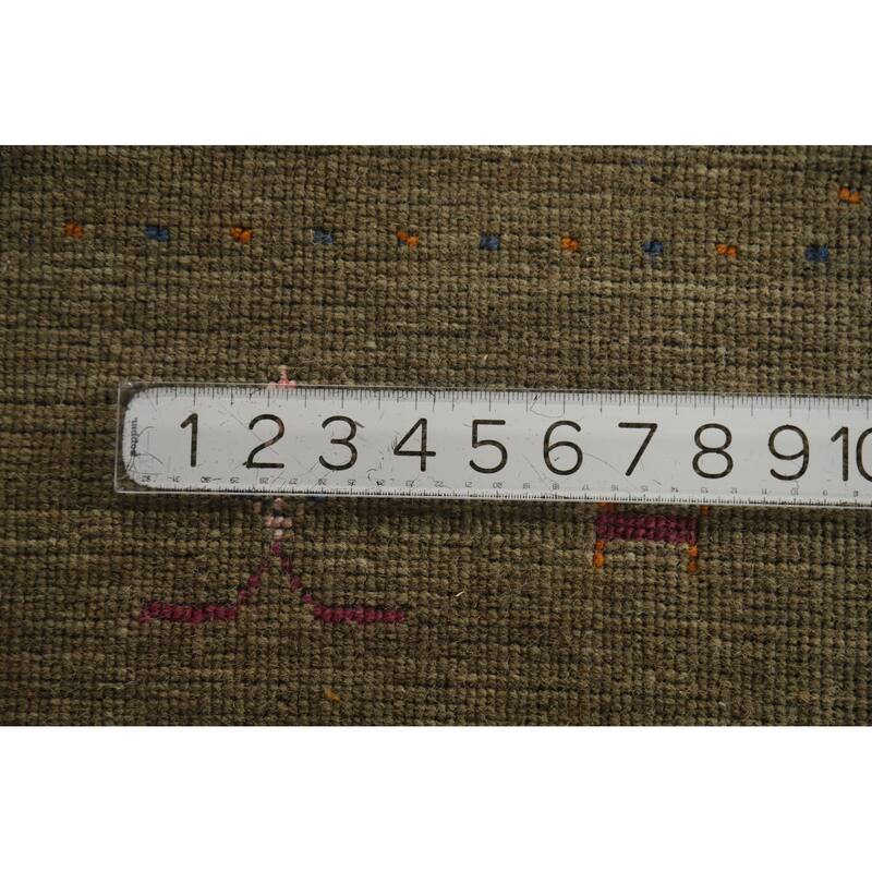 Hand Knotted Oriental 100% Wool Carpet Tribal Tribal Green Gabbeh Area Rug - 7' 7'' X 4' 11''