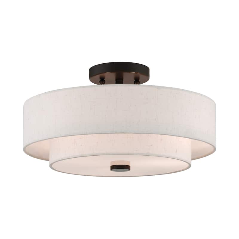 Livex Lighting Claremont 3 Light 15" Wide Semi-Flush Drum Ceiling