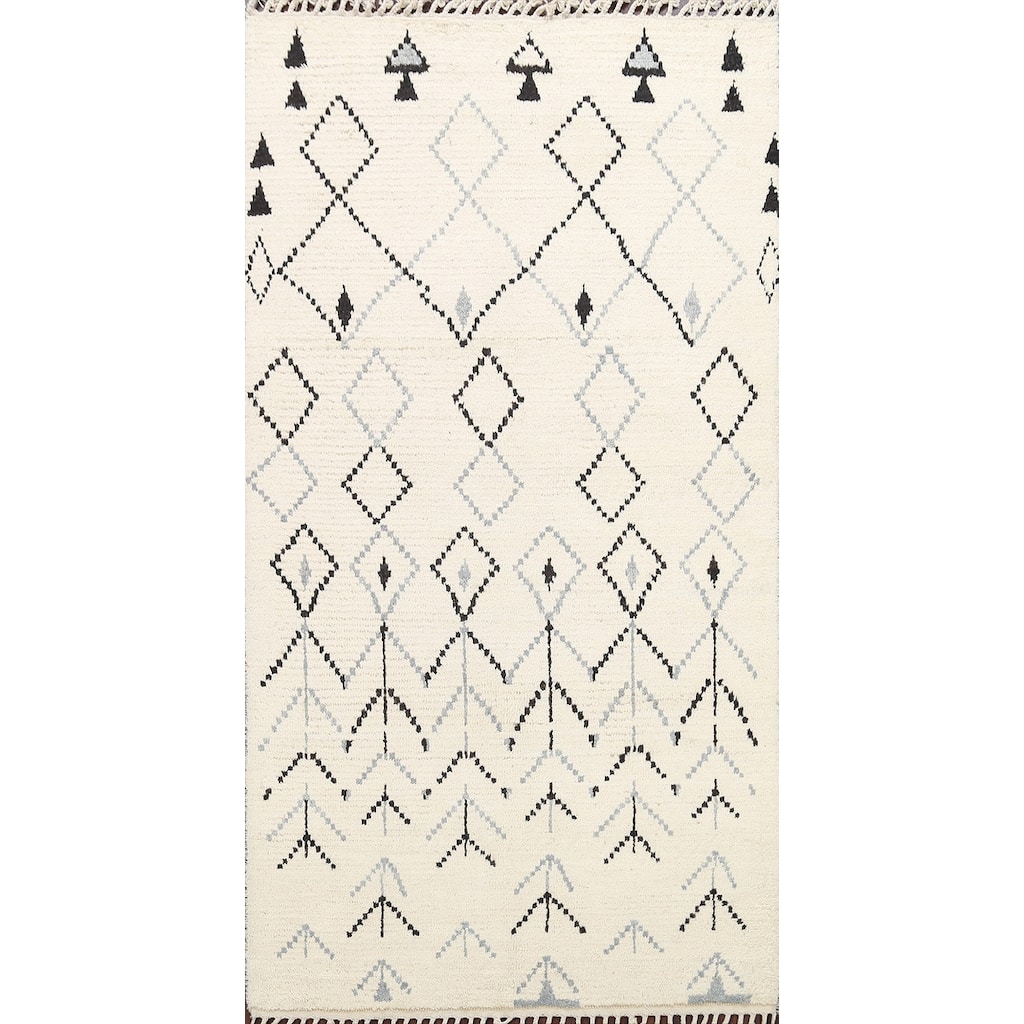 Contemporary Vegetable Dye Moroccan Berber Oriental Area Rug Handmade - 4'4" x 7'0"