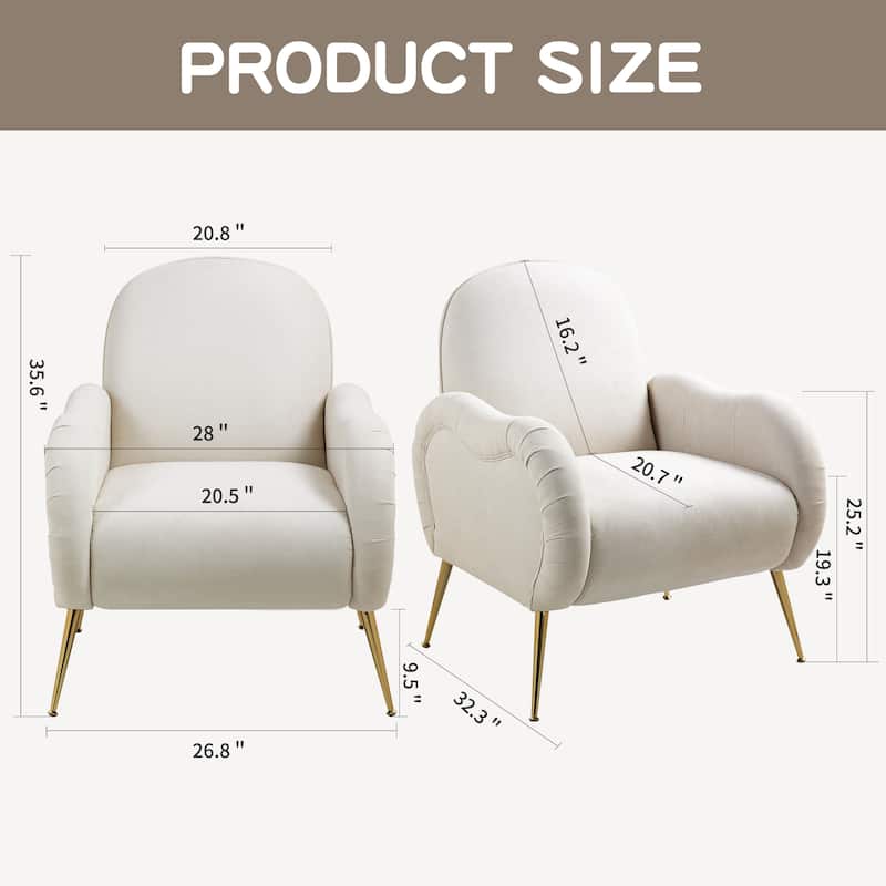 Snowflake Fabric Accent Chair with Gold Legs