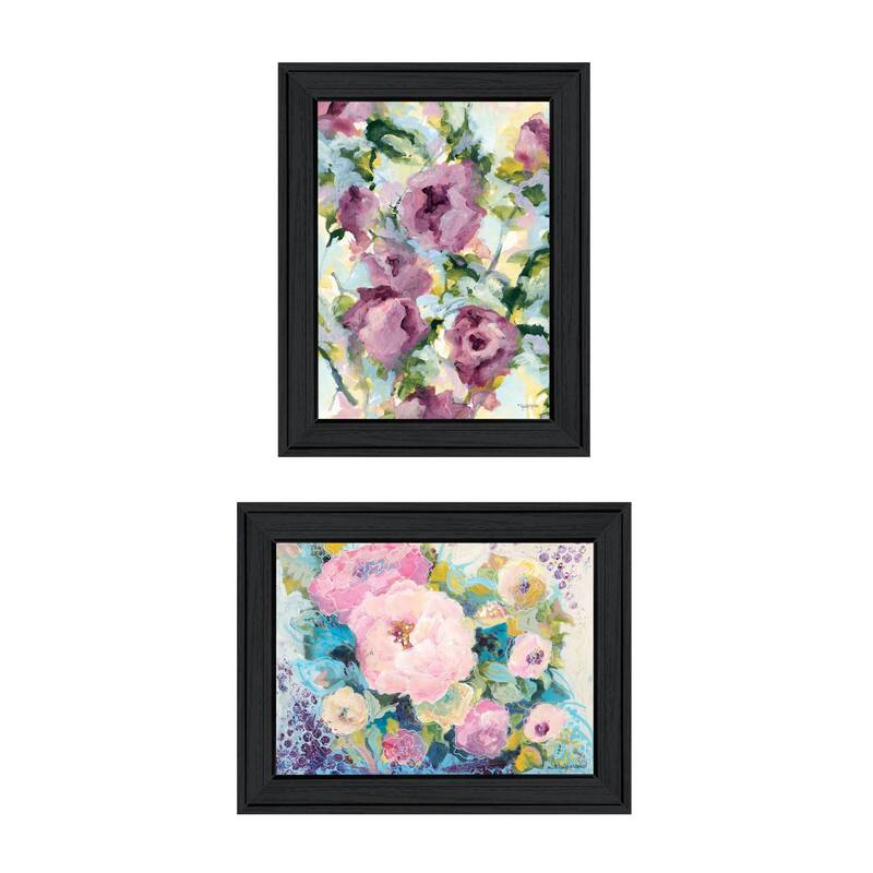 Trendy Decor 4U Abstract Florals to wish you Good luck, Success, Longevity; should keep you smiling Printed Framed Wall Art - Charcoal - 19 x 15