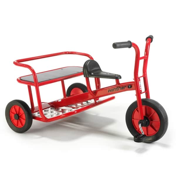 slide 2 of 8, Winther Viking Twin Taxi Tricycle Red, Black - Assembled - Kids